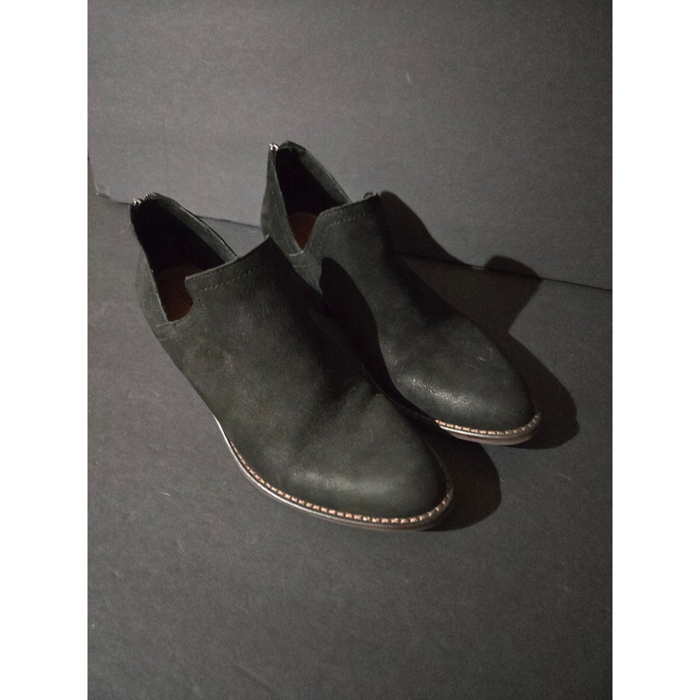 Lucky Brand Basel Booties Women 8 Black Good Suede Side Cutout Rear Zip Shooties